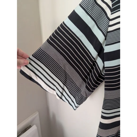 Ann Taylor Striped Dress 14 Black White Seafoam, Womens - Picture 8 of 10